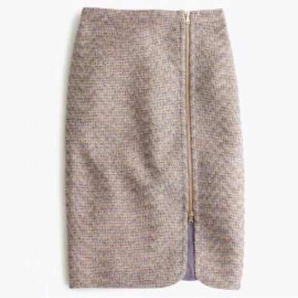 J. Crew Front Zip Pencil Skirt Sparkly Purple Gold Metallic Tweed Skirt Size 0 - Picture 5 of 17